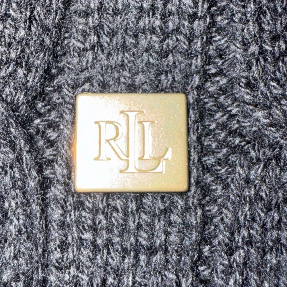 Lauren Ralph Lauren Cable Knit Boatneck Short Sleeve Black Sweater Size Medium